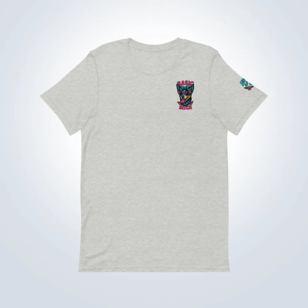 Basic Bitch Blue Heeler T-Shirt – Grey – Front Flatlay