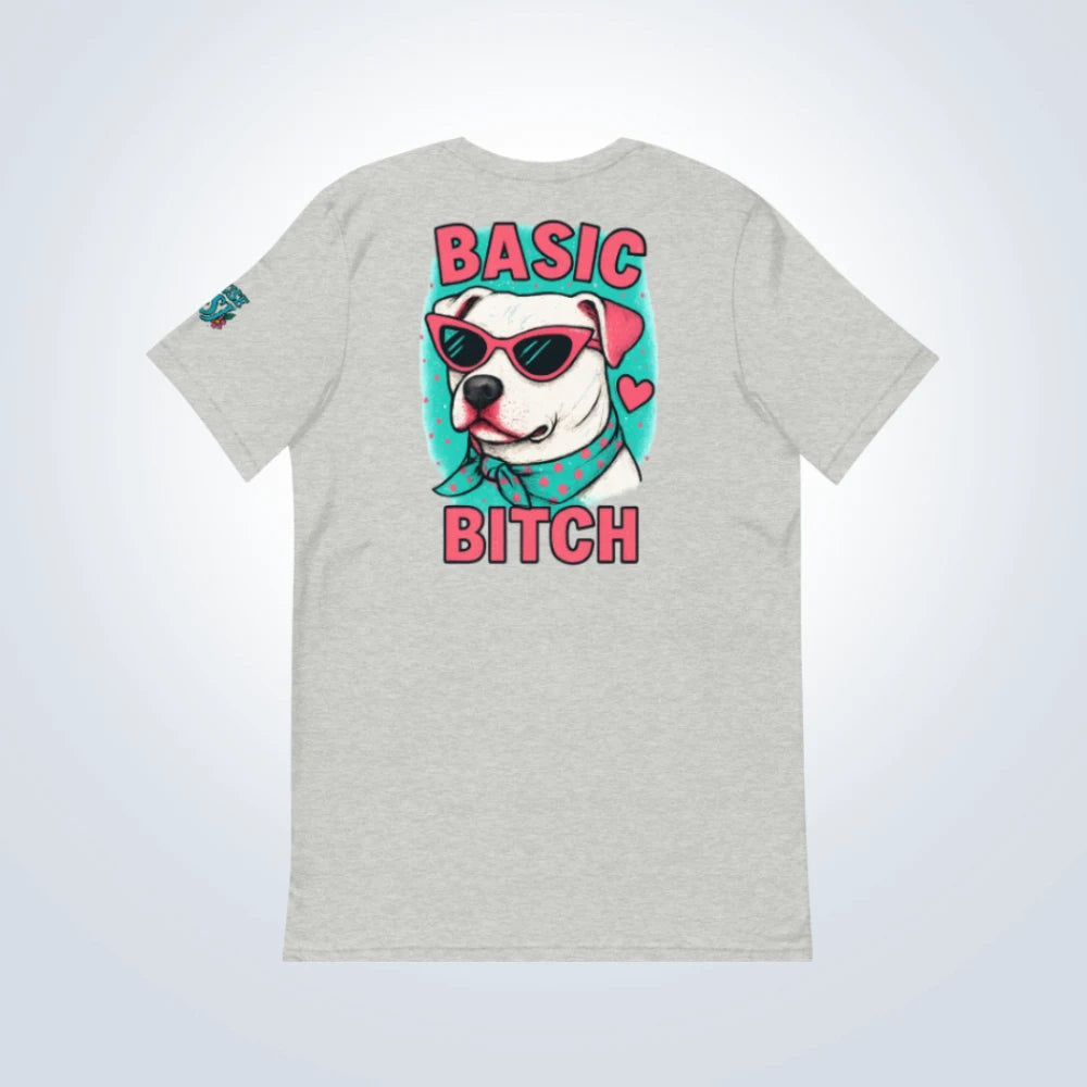 Basic Bitch Pitbull T-Shirt – Grey – Back Flat lay