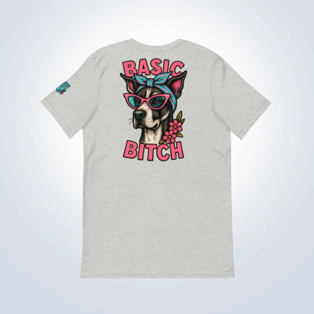 Basic Bitch Great Dane T-Shirt – Grey – Back Flat lay
