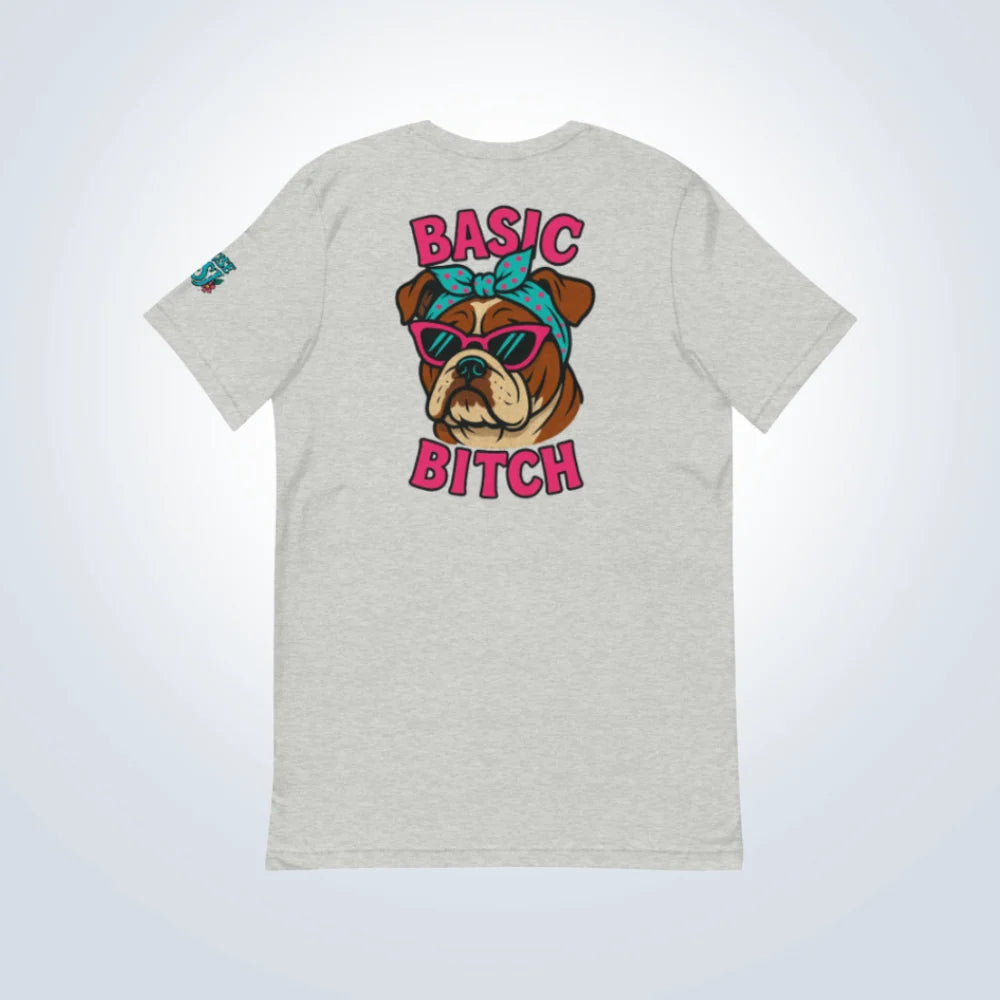 Basic Bitch Bulldog T-Shirt – Grey – Back Flat lay