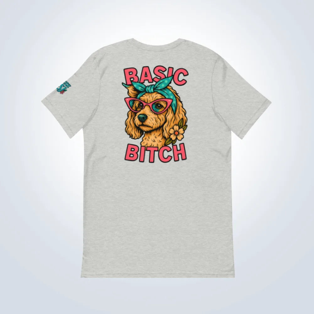 Basic Bitch Spoodle T-Shirt – Grey – Back Flat lay
