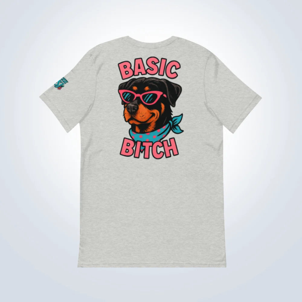 Basic Bitch Rottweiler T-Shirt – Grey – Back Flat lay