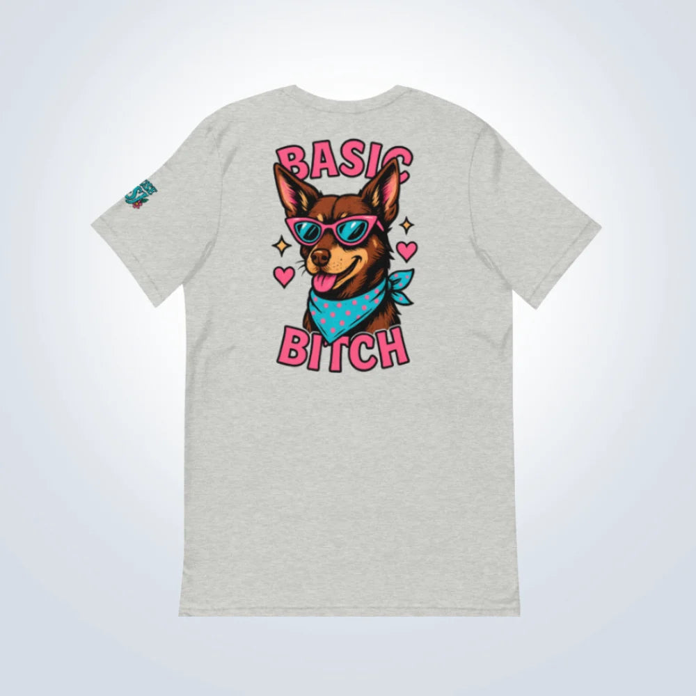 Basic Bitch Kelpie T-Shirt – Grey – Back Flat lay