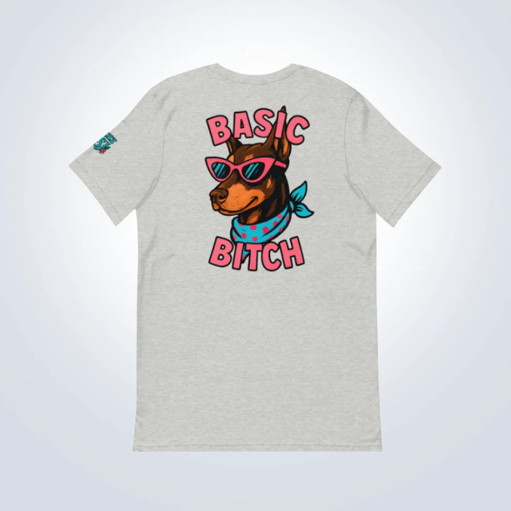 Basic Bitch Doberman T-Shirt – Grey – Back Flat lay