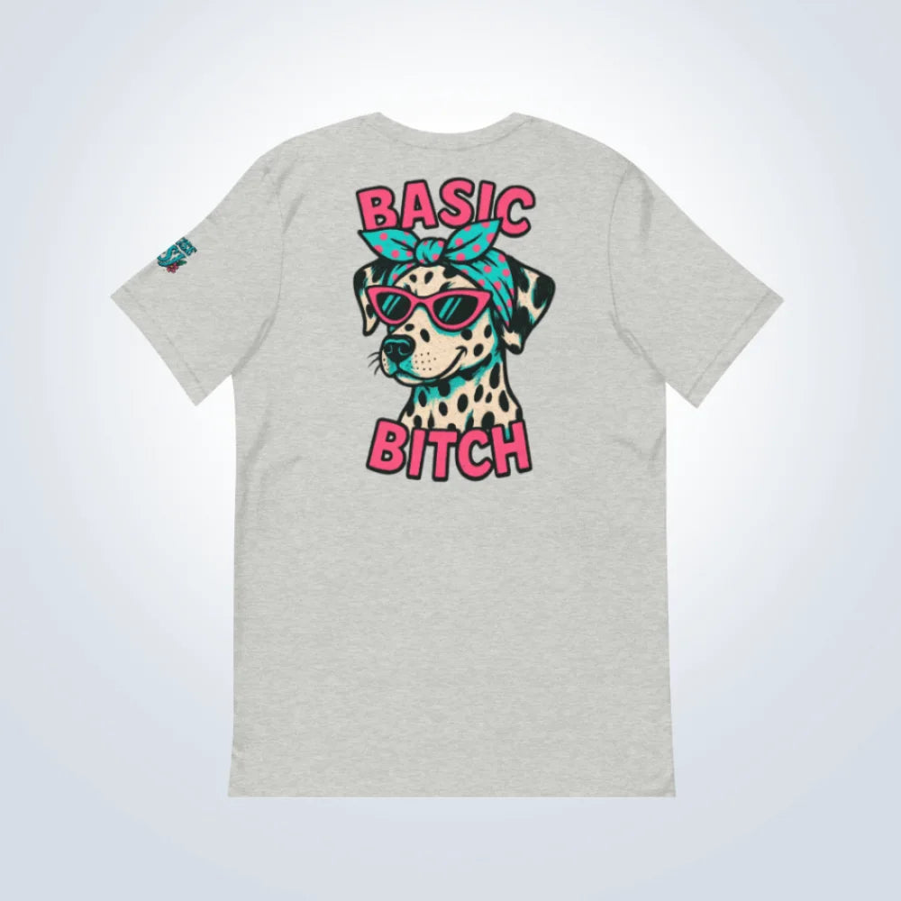 Basic Bitch Dalmatian T-Shirt – Grey – Back Flat lay