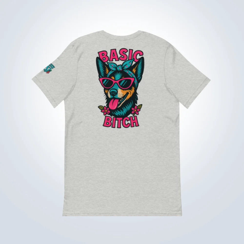 Basic Bitch Blue Heeler T-Shirt – Grey – Back Flatlay