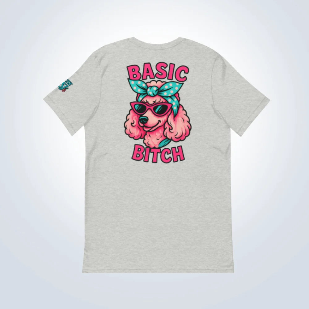 Basic Bitch Poodle T-Shirt – Grey – Back View