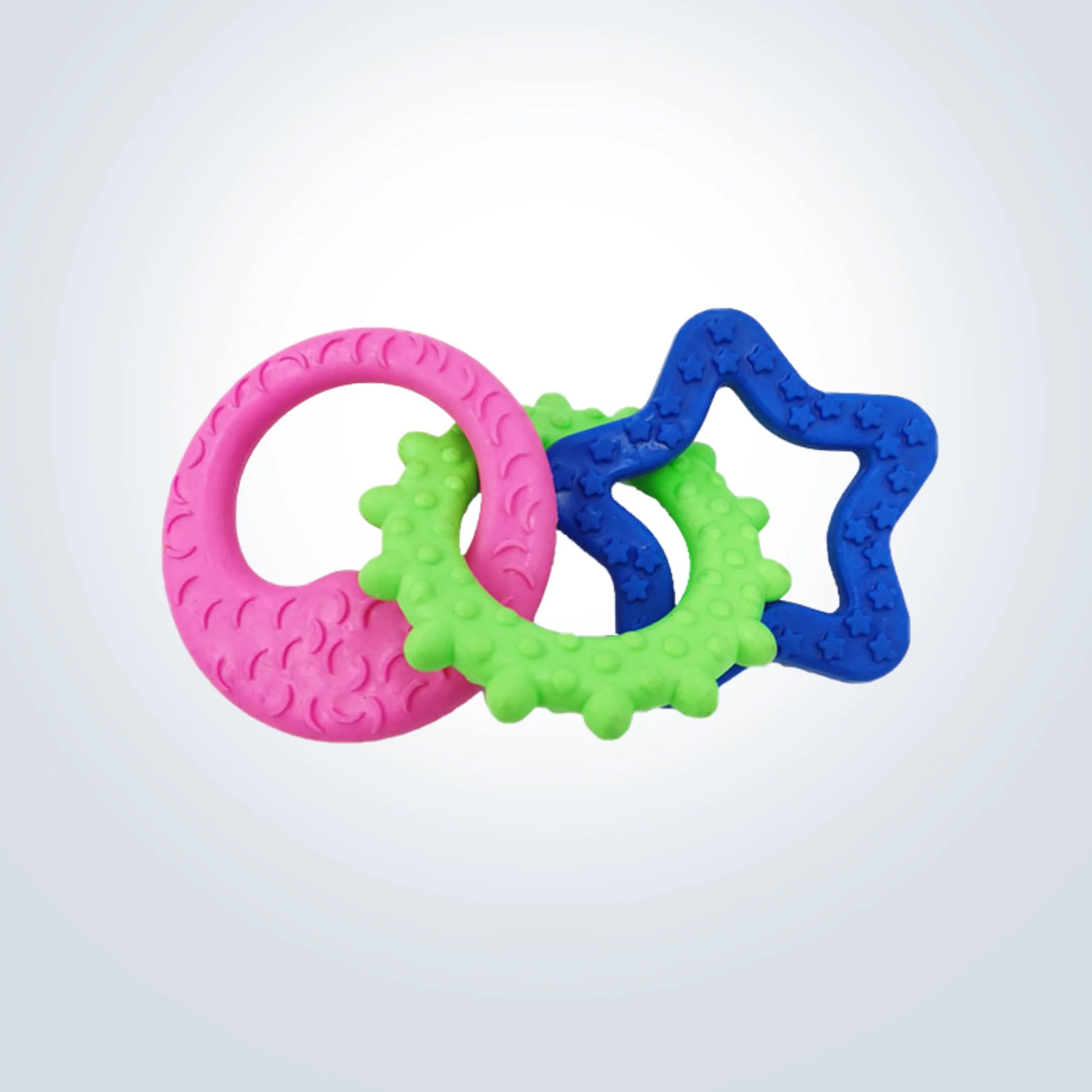 3-piece connectable rubber dog toy
