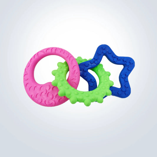3-piece connectable rubber dog toy