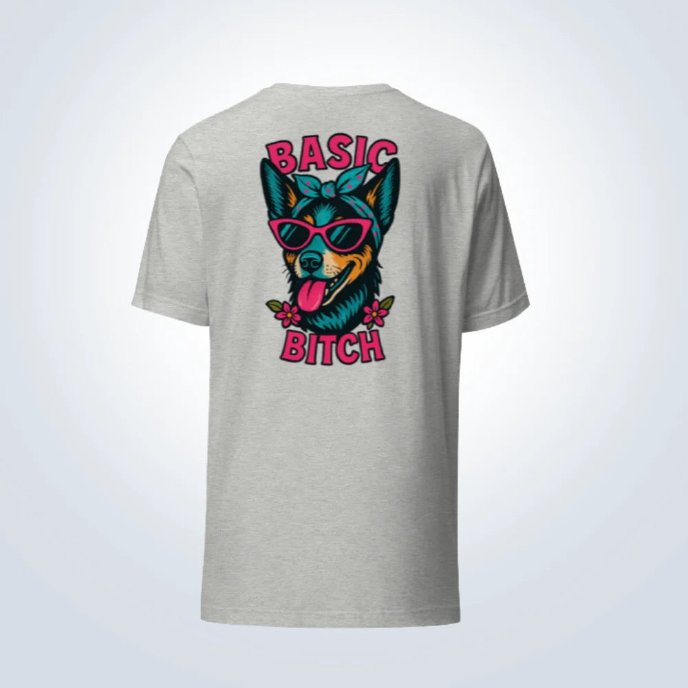 Basic Bitch Blue Heeler T-Shirt – Grey – Back View
