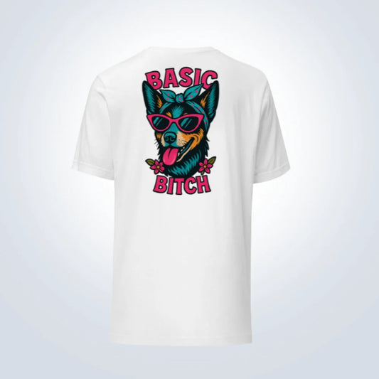 Basic Bitch Blue Heeler T-Shirt – White – Back View