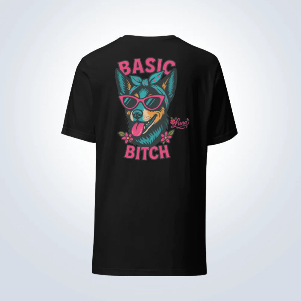Basic Bitch Blue Heeler T-Shirt – Black – Back View