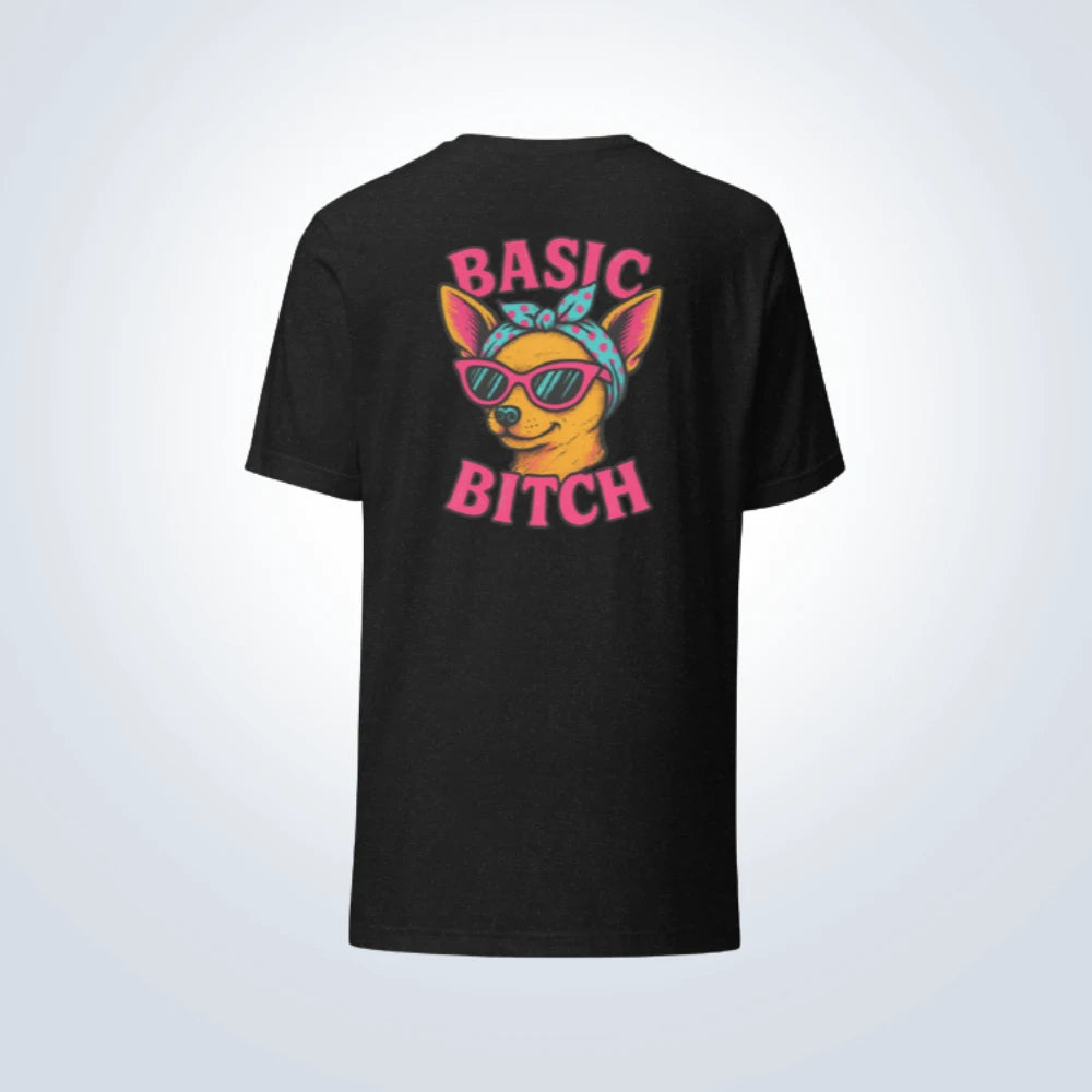 Basic Bitch Chihuahua T-Shirt – Black – Back View