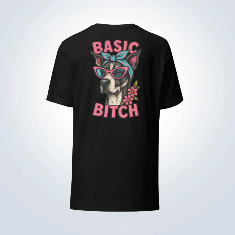 Basic Bitch Great Dane T-Shirt – Black – Back View