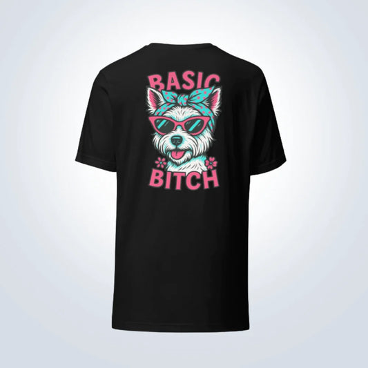 Basic Bitch West Highland Terrier T-Shirt – Black – Back View