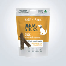 Load image into Gallery viewer, Bell &amp; Bone Dental Sticks Medium Duck, Mint &amp; Cinnamon dog treats