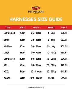 custom pet harness size guide