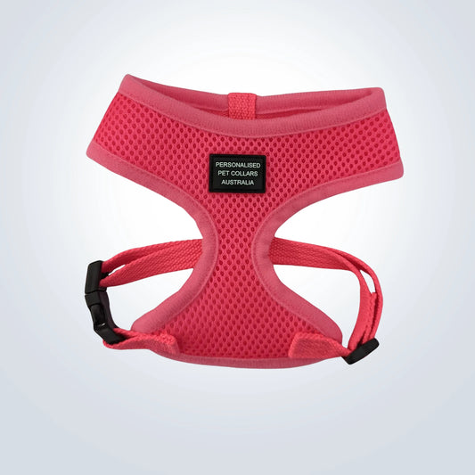 personalised pet harness Hot Flouro Pink - Embroidered
