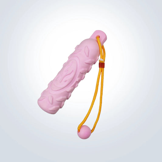 rope and rubber dog toy pink