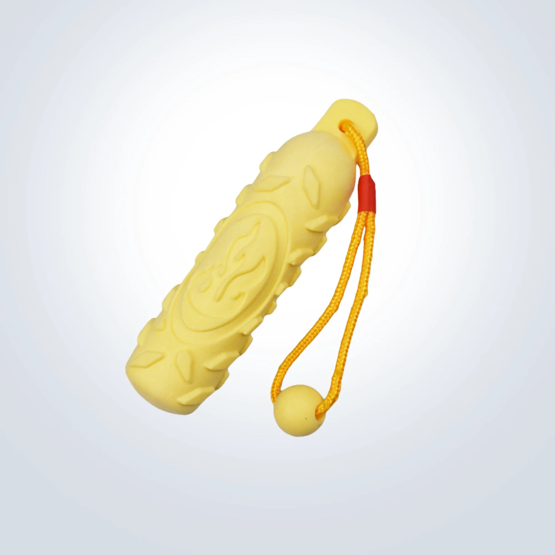 rope and rubber dog toy yellow