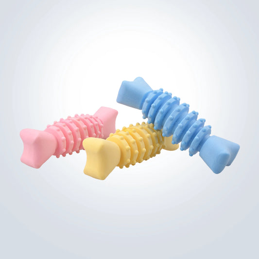 textured rubber bone dog toy