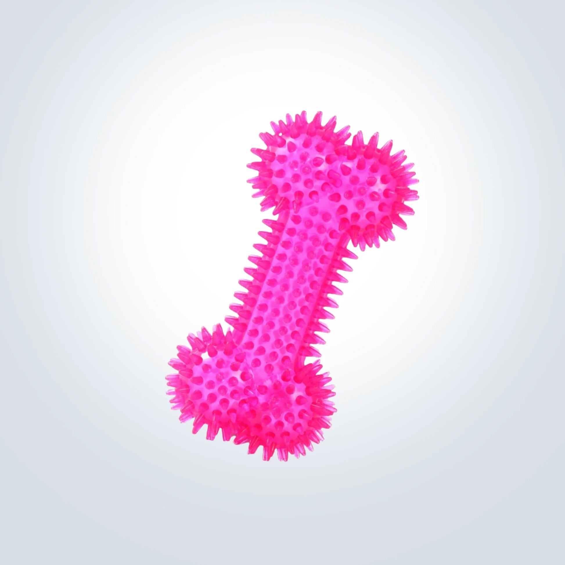 squeaky rubber spiky pink bone dog toy