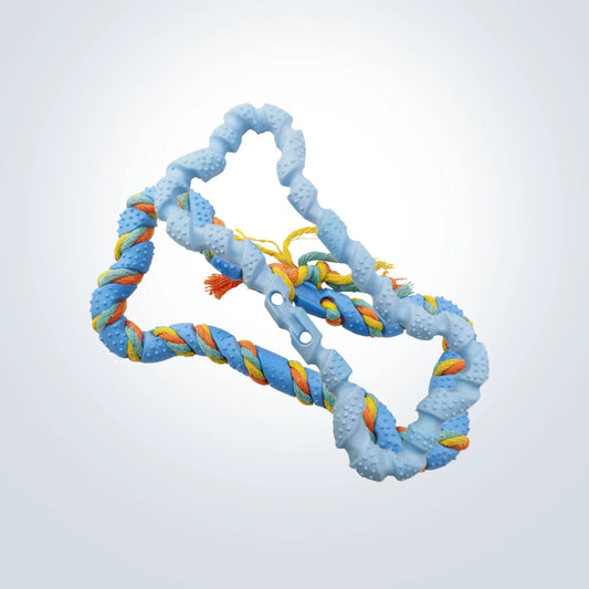 tough rubber chew dog toy blue