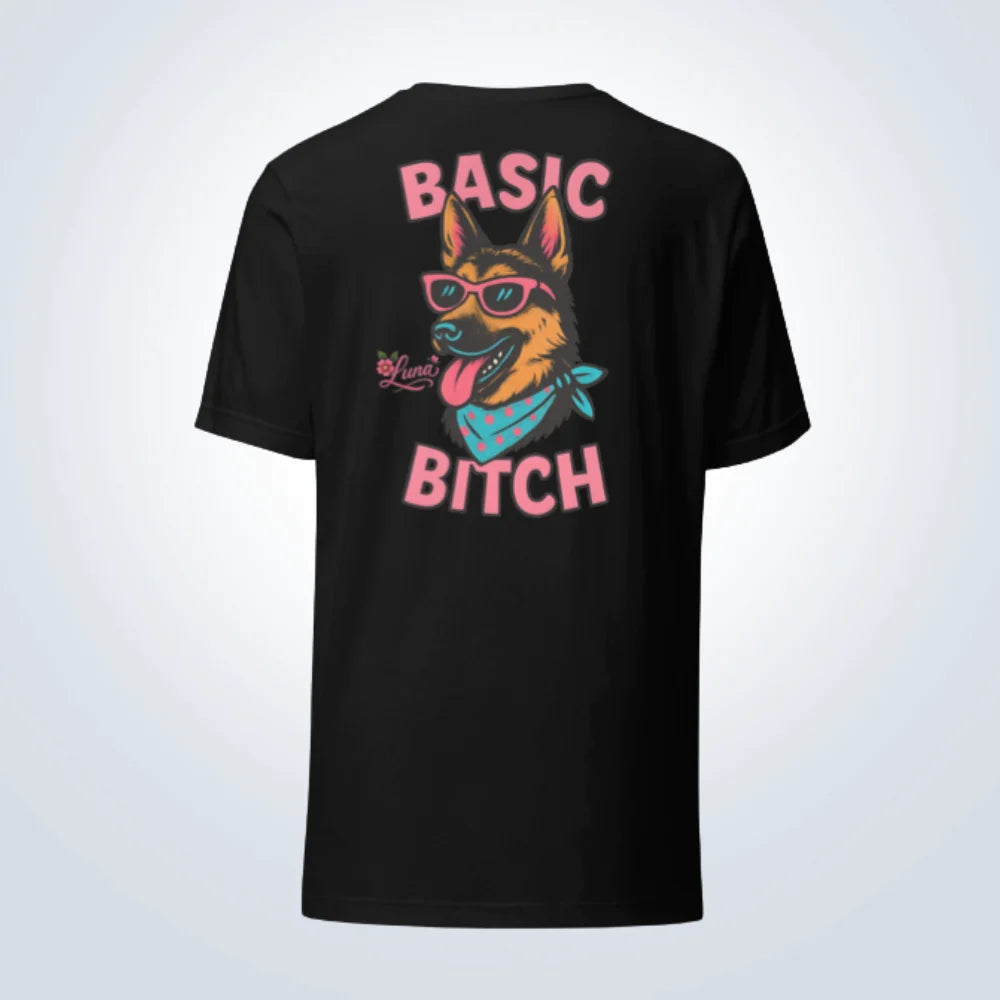 Basic Bitch German Shepherd T-Shirt – Black – Back View