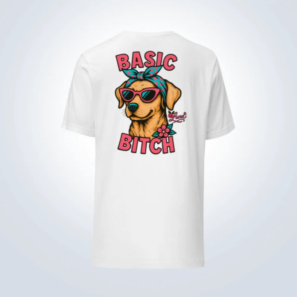 Basic Bitch Labrador Personalised T-Shirt – White – Back View