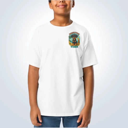 Pawsitive Vibes Doberman T-Shirt – White – Front View