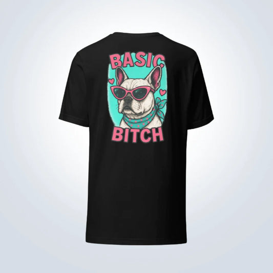 Basic Bitch French Bulldog T-Shirt – Black – Back View