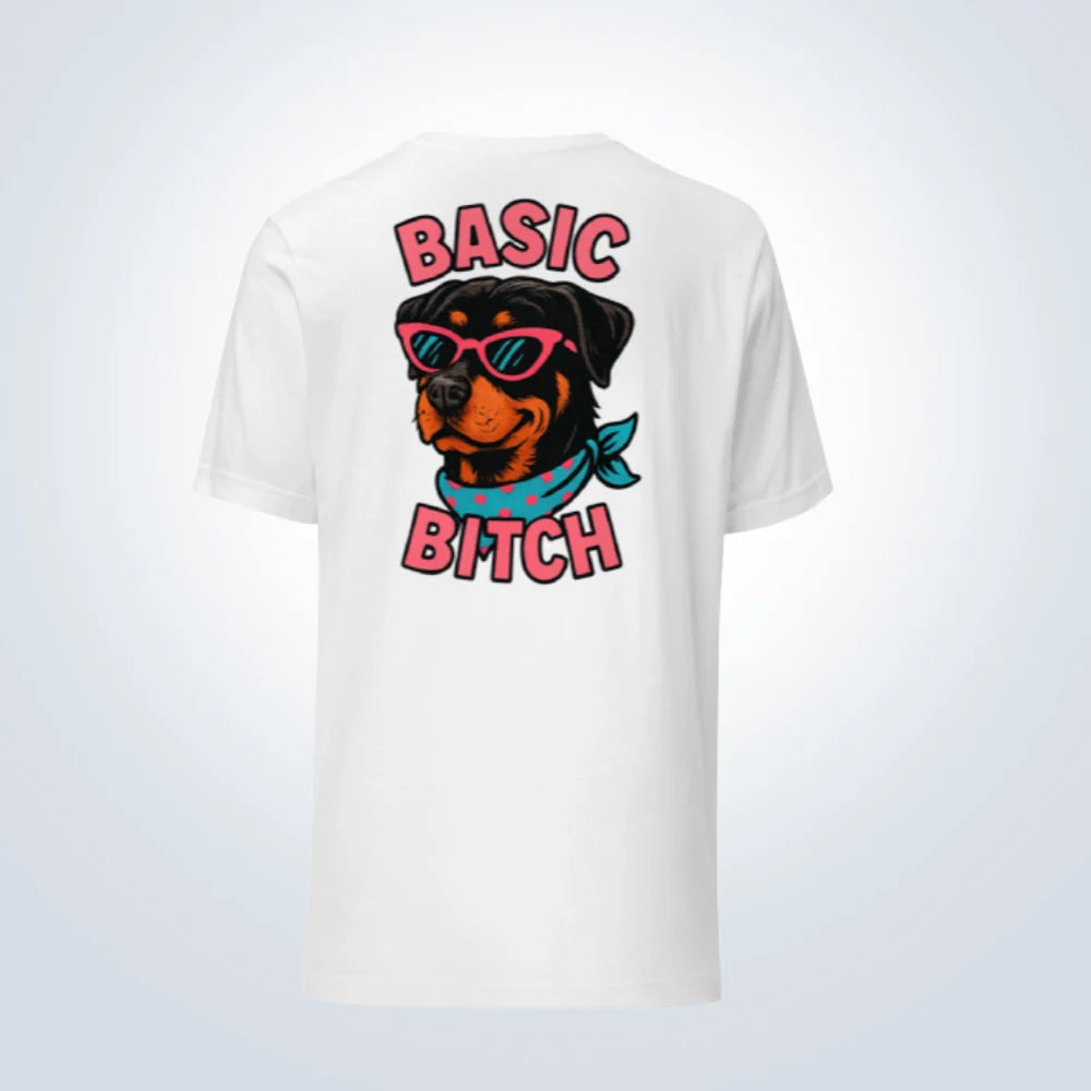 Basic Bitch Rottweiler T-Shirt – White – Back View