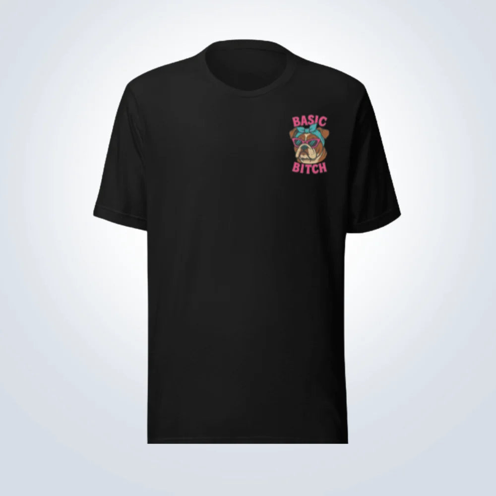 Basic Bitch Bulldog T-Shirt – Black – Front View