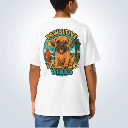 Pawsitive Vibes Bull Mastiff T-Shirt – White – Back View