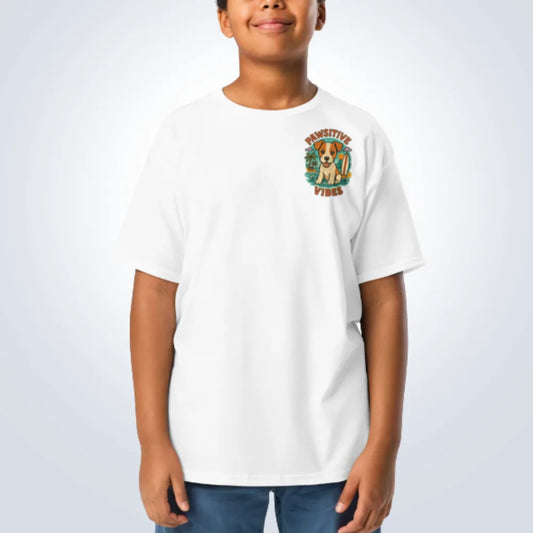 Pawsitive Vibes Fox Terrier T-Shirt – White – Front View