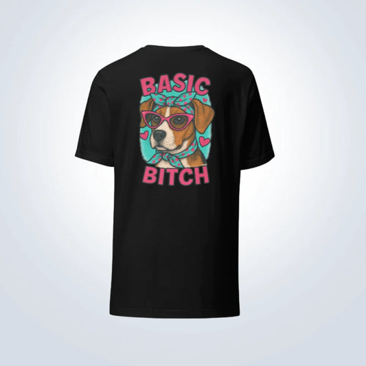 Basic Bitch Beagle Personalised T-Shirt – Black – Back View