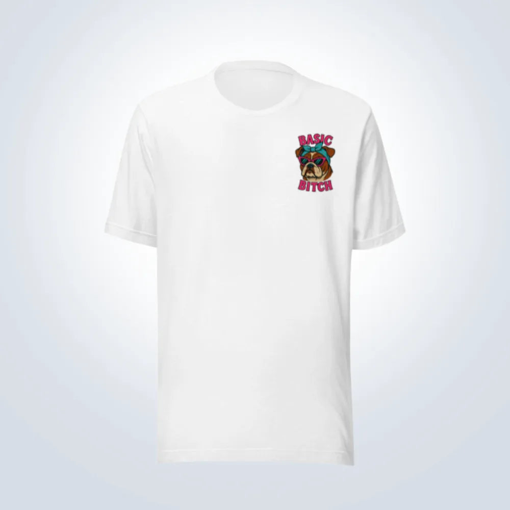 Basic Bitch Bulldog T-Shirt – White – Front View
