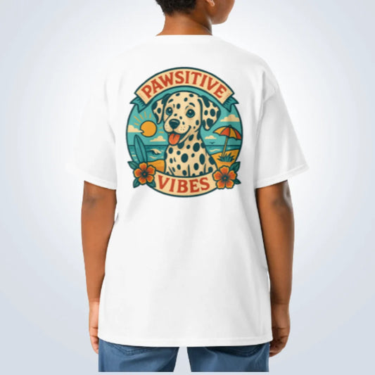 Pawsitive Vibes Dalmatian T-Shirt – White – Back View