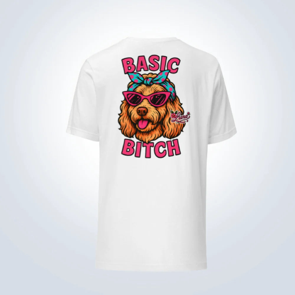 Basic Bitch Groodle Personalised T-Shirt – White – Back View