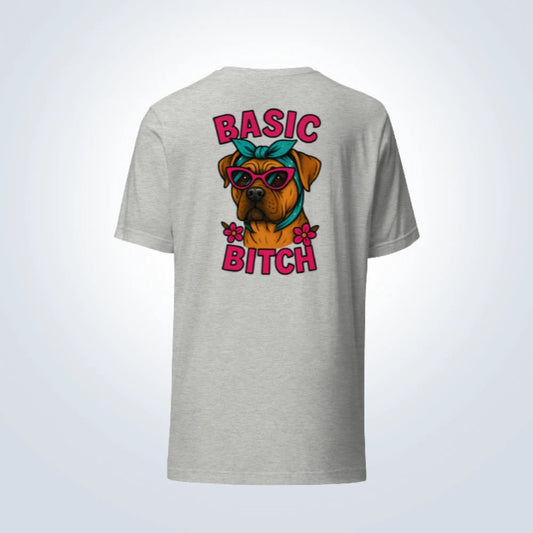Basic Bitch Bull Mastiff T-Shirt – Grey – Back View