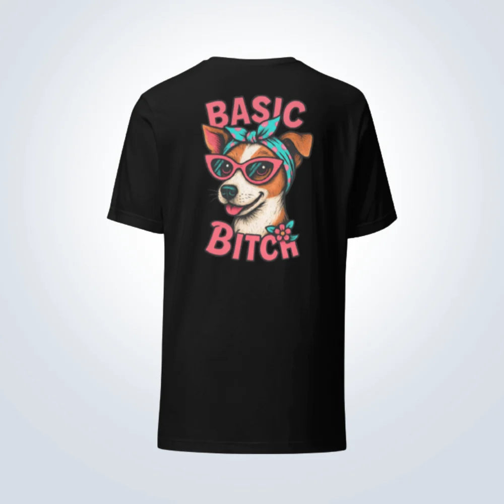 Basic Bitch Jack Russell T-Shirt – Black – Back View