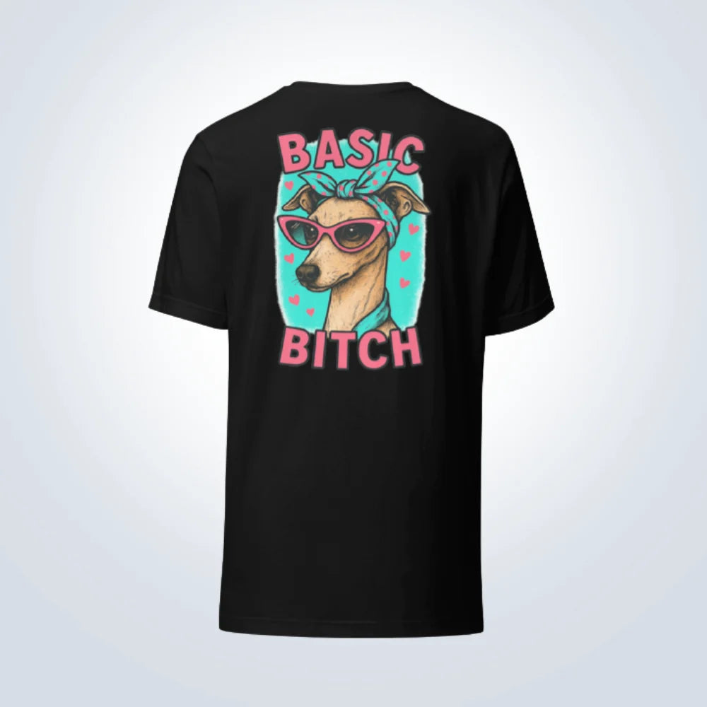 Basic Bitch Italian Greyhound T-Shirt – Black – Back View