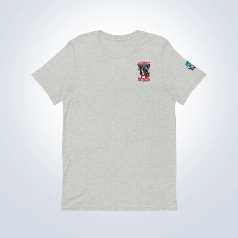 Basic Bitch Great Dane T-Shirt – Grey – Front Flat lay