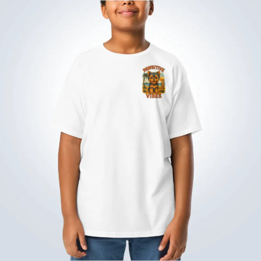 Pawsitive Vibes Yorkshire Terrier T-Shirt – White – Front View