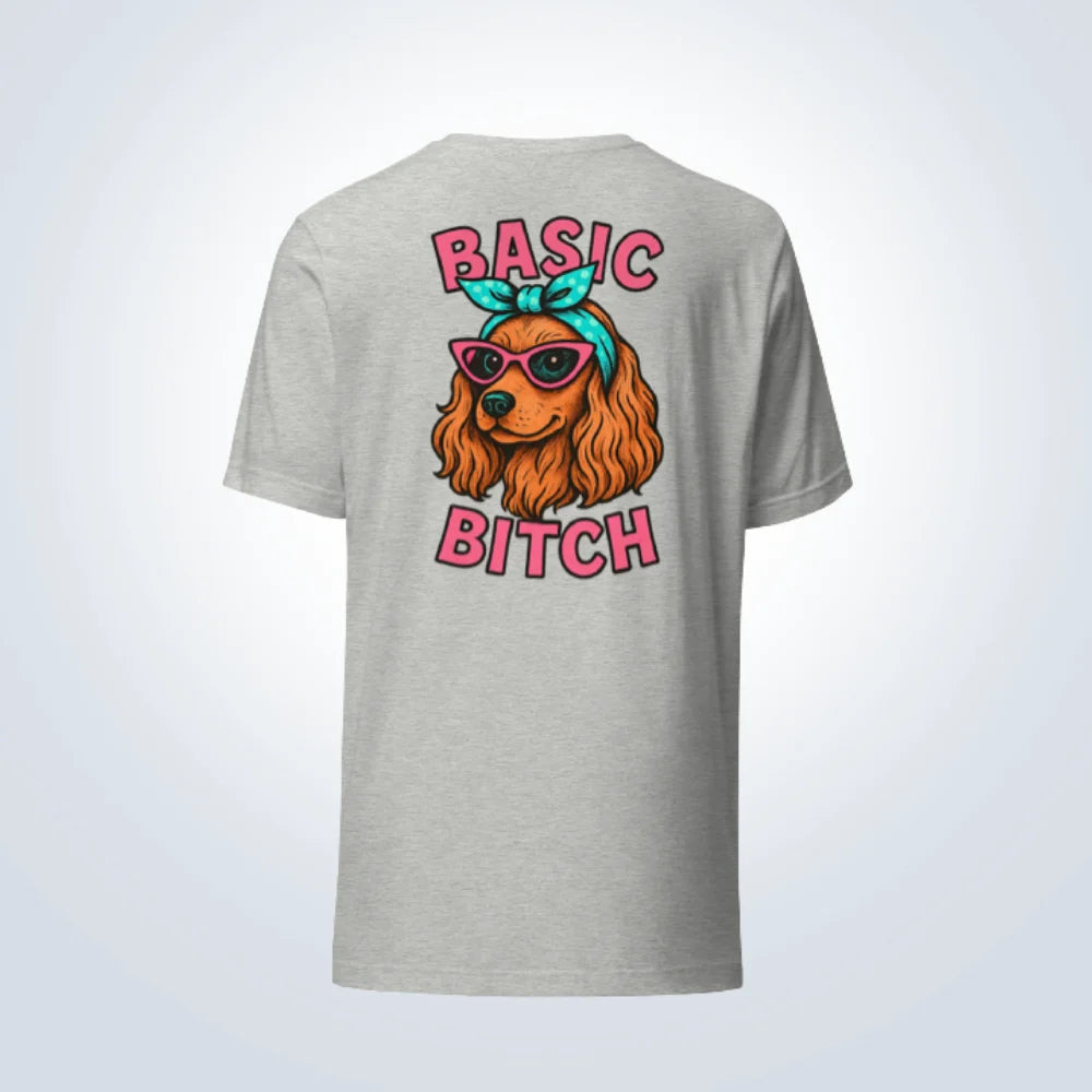 Basic Bitch Cocker Spaniel T-Shirt – Grey – Back View