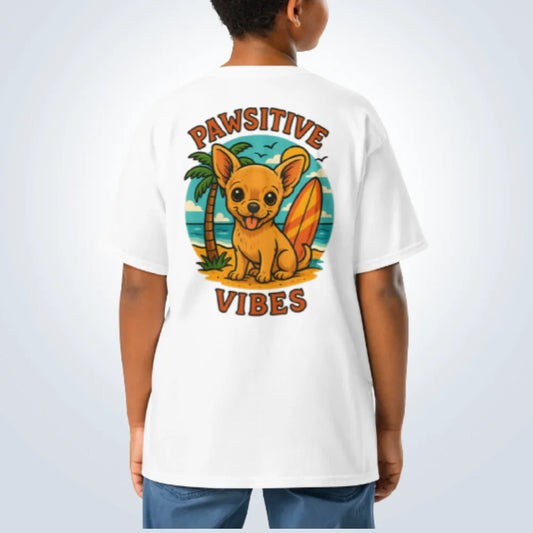 Pawsitive Vibes Chihuahua T-Shirt – White – Back View