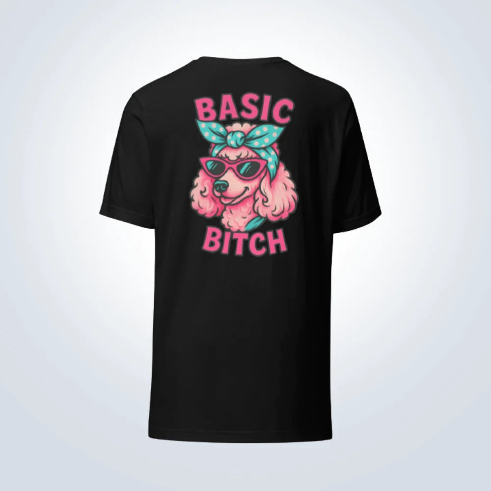 Basic Bitch Poodle T-Shirt – Black – Back View