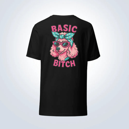 Basic Bitch Poodle T-Shirt – Black – Back View