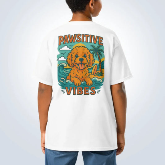 Pawsitive Vibes Spoodle T-Shirt – White – Back View
