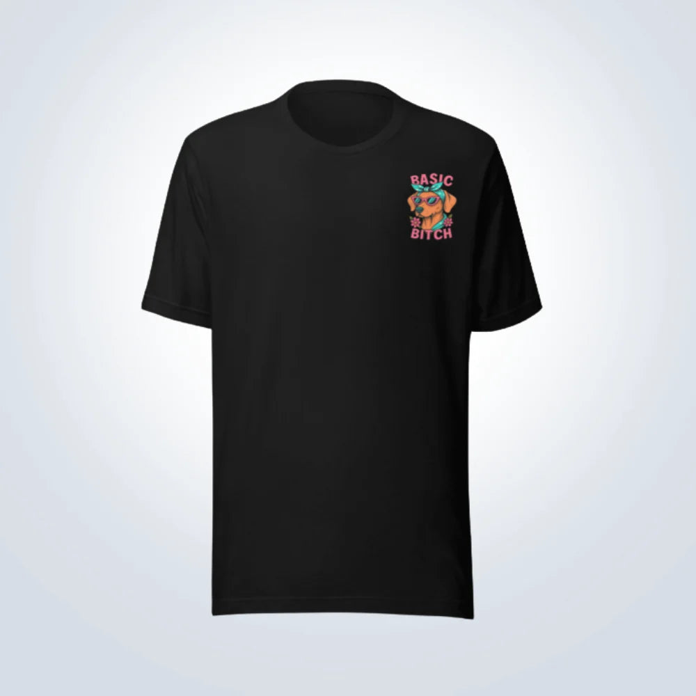 Basic Bitch Hungarian Vizsla T-Shirt – Black – Front View